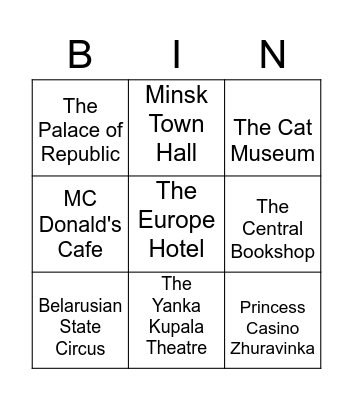 Giving directions Bingo Card