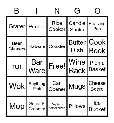 Alexa's Bridal Shower Bingo Card