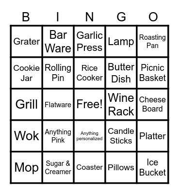 Alexa's Bridal Shower Bingo Card