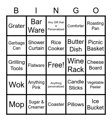Alexa's Bridal Shower Bingo Card
