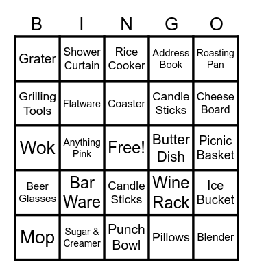 Alexa's Bridal Shower Bingo Card