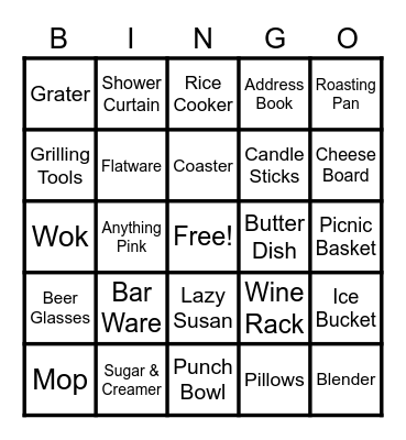 Alexa's Bridal Shower Bingo Card