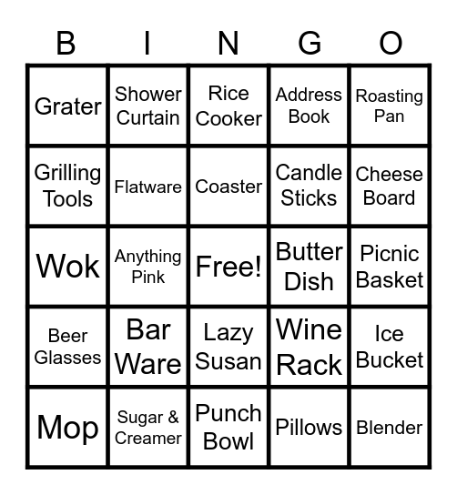 Alexa's Bridal Shower Bingo Card