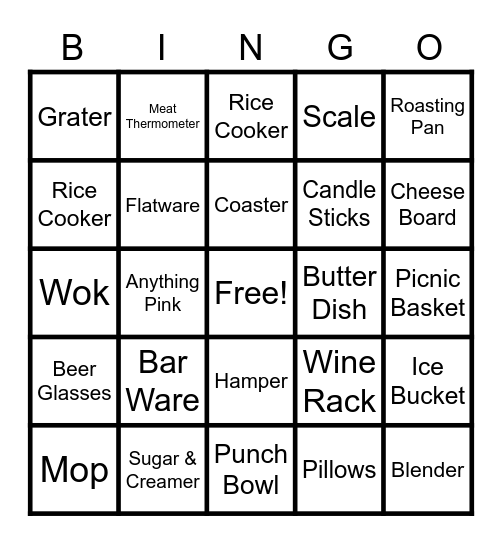 Alexa's Bridal Shower Bingo Card