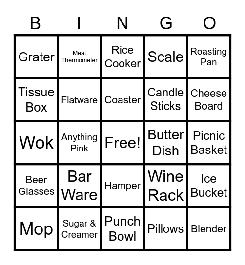 Alexa's Bridal Shower Bingo Card