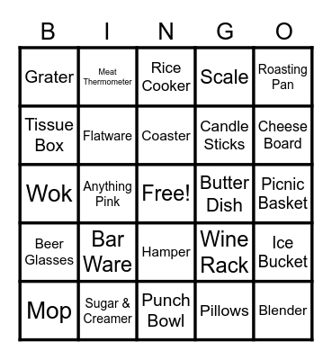Alexa's Bridal Shower Bingo Card