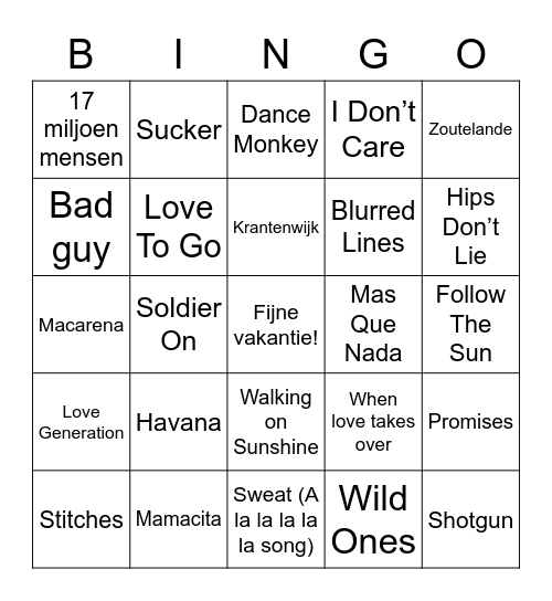 Zomerbingo 2020 Bingo Card