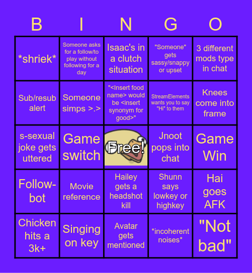 Bok Bok Bingo Card