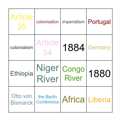 THE SCRAMBLE FOR AFRICA Bingo Card