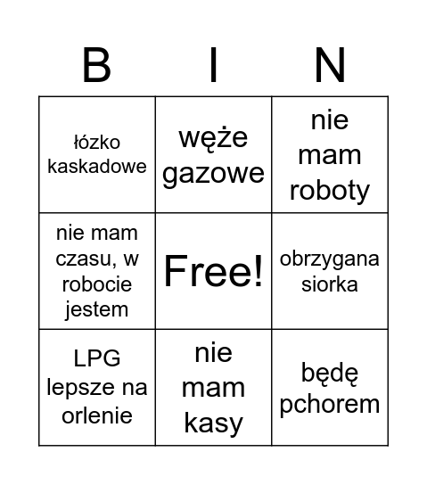 BUKWASIOWE Bingo Card