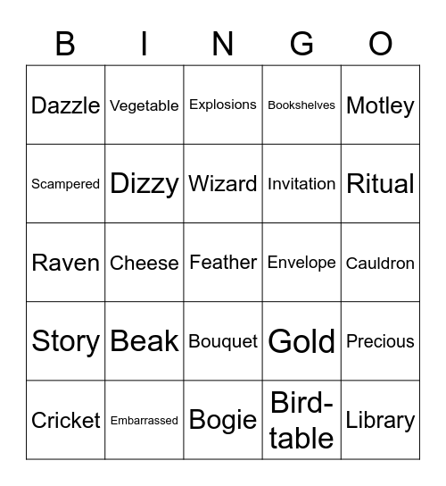 The Golden Acorn- Chapter 7 Bingo Card