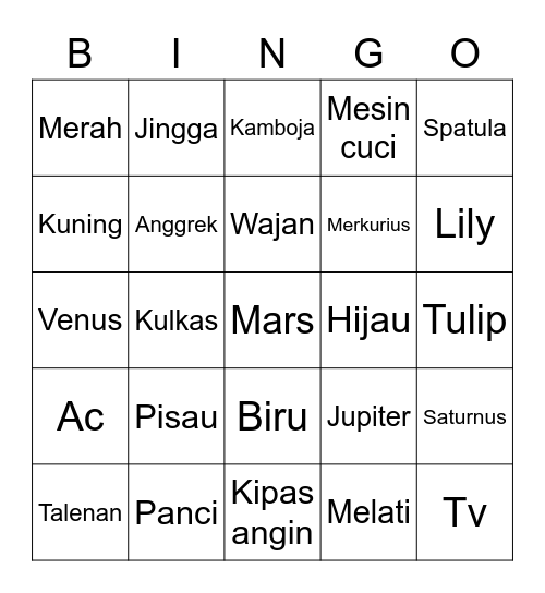 Jenara Bingo Card