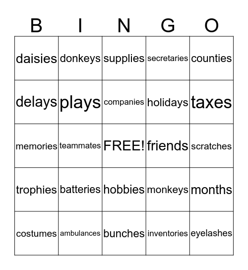 Spelling for Diana and Fernando Bingo Card