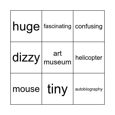 Last Class!! Bingo Card