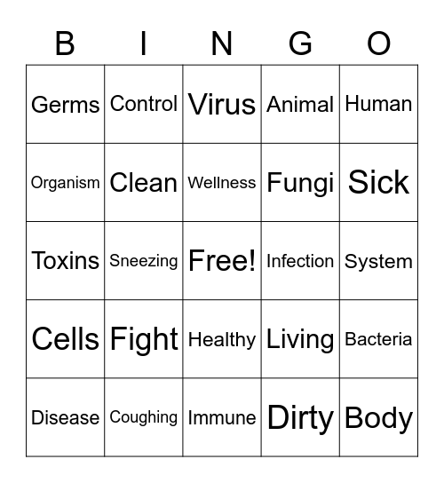 Germs Bingo Card