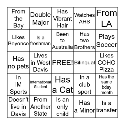 Find someone who... Bingo Card