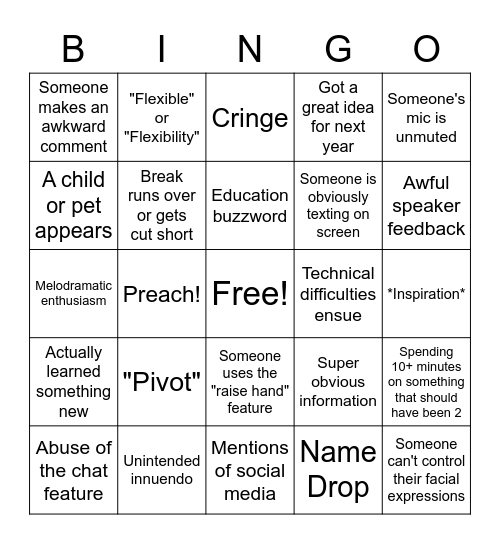 PLCs @ Work BINGO Card