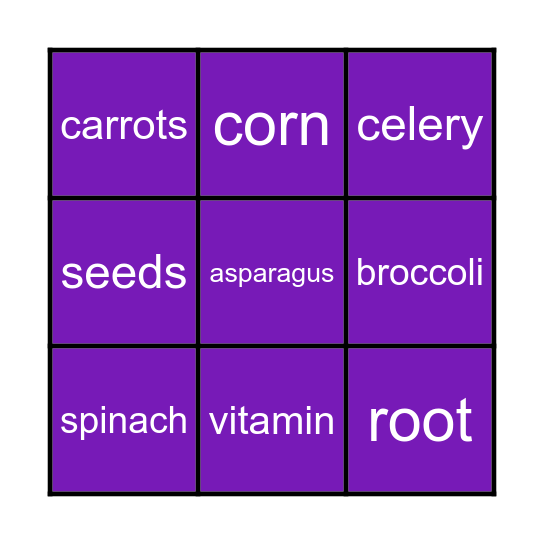 Plants We Eat Bingo Card