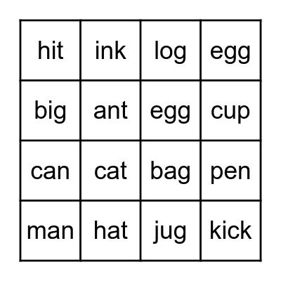 Alphabet  A - P  #1 Bingo Card