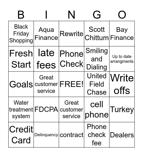 Collections Bingo Card