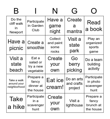 Summer Bingo Card