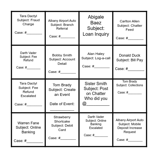 SALESFORCE BINGO Card