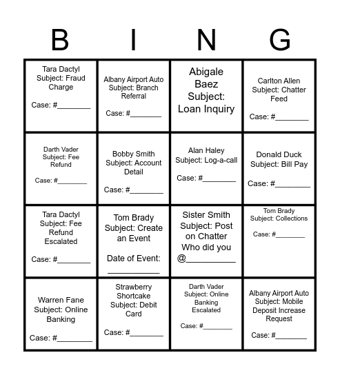 SALESFORCE BINGO Card