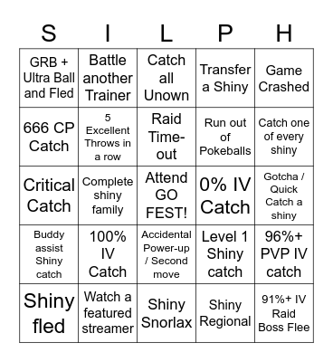 GO Fest 2020 Bingo Card