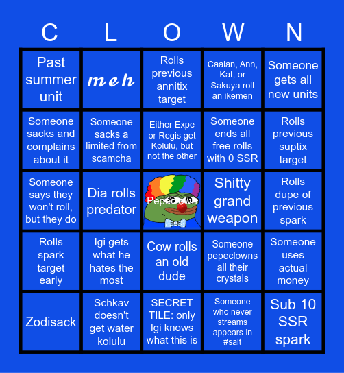 End of June and Summer Roll Bingo Card