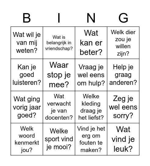 Kennismakingsbingo! Bingo Card