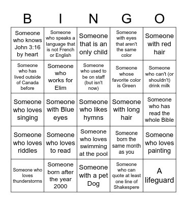 Social Distancing people Bingo Card
