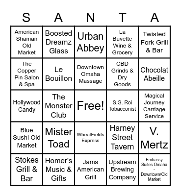 Old Market Christmas in July Bingo Card