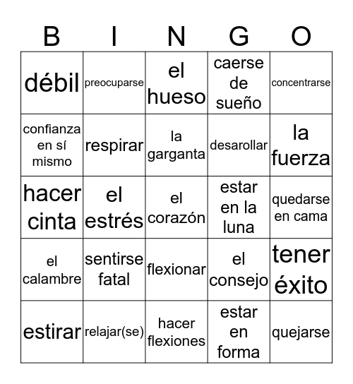 Español 3 PAP Capítulo 3-2 Bingo Card