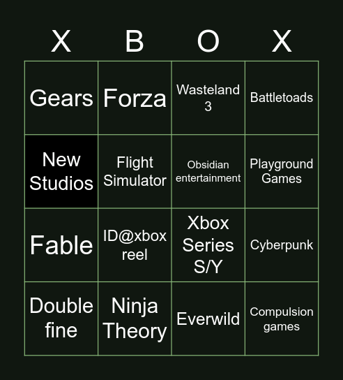 Xbox Inside July Bingo Card