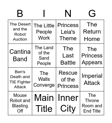 Star Wars Bingo: A New Hope Bingo Card