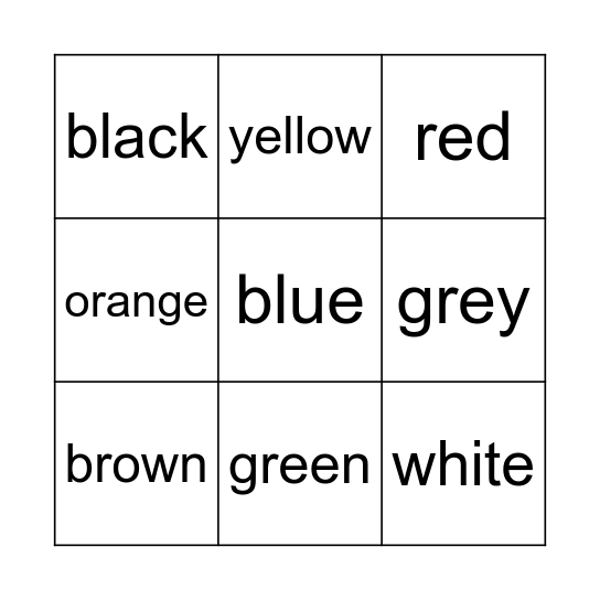 Color Bingo Card