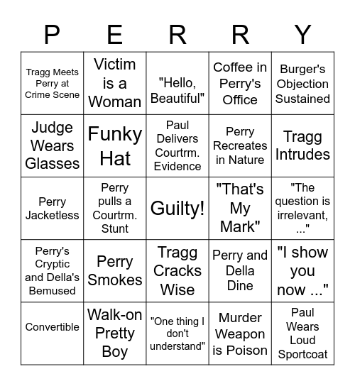 PERRY Bingo Card