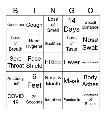 Iona College Covid Bingo Card