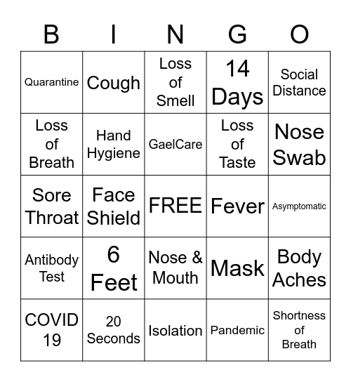 Iona College Covid Bingo Card