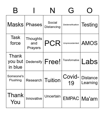 RPI Bingo Card