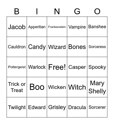 Halloween Bingo Card