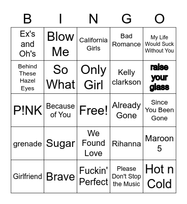 American Idol Bingo Card