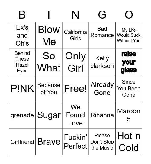 American Idol Bingo Card