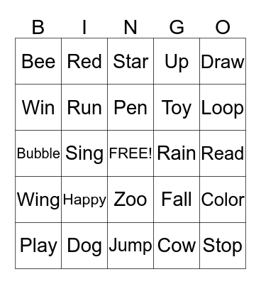 IT'S WORD BINGO! Bingo Card