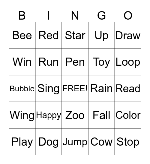 IT'S WORD BINGO! Bingo Card