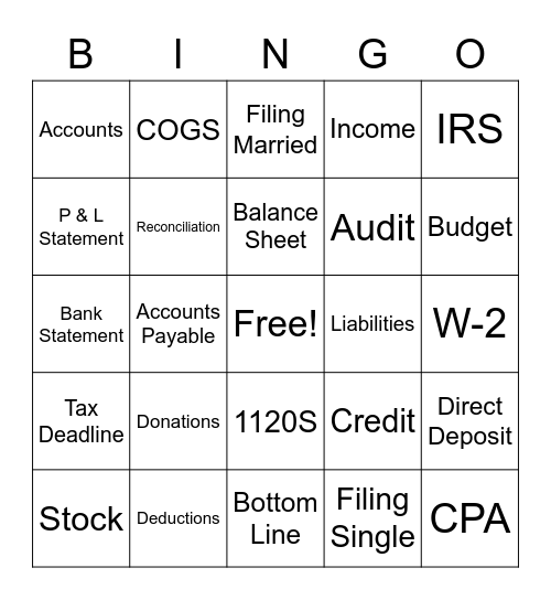 Taxes Bingo! Bingo Card