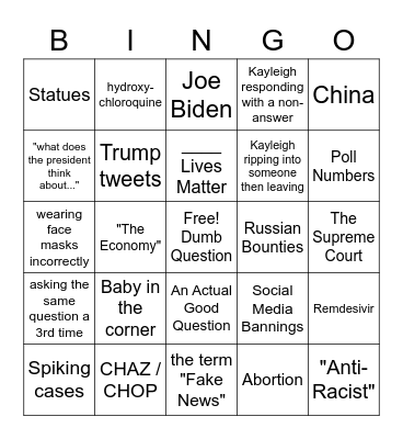 Press Briefing Bingo Card