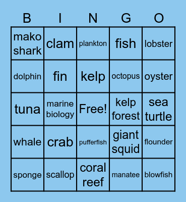 OCEAN BINGO Card