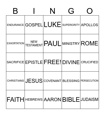 HEBREWS BINGO Card