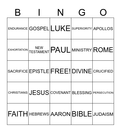 HEBREWS BINGO Card